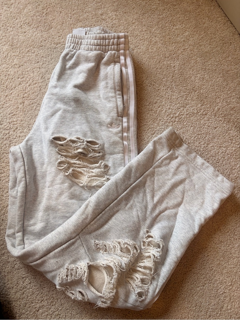 Adidas Distressed Light Gray Jogger Sweatpants